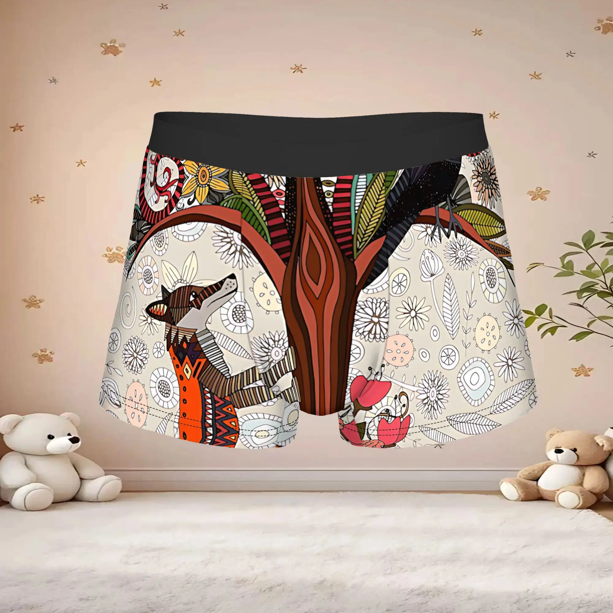 1pc Popular Fox And Crow boxers  Novelty Panties Men's Underwear Ventilate Shorts Boxer Briefs
