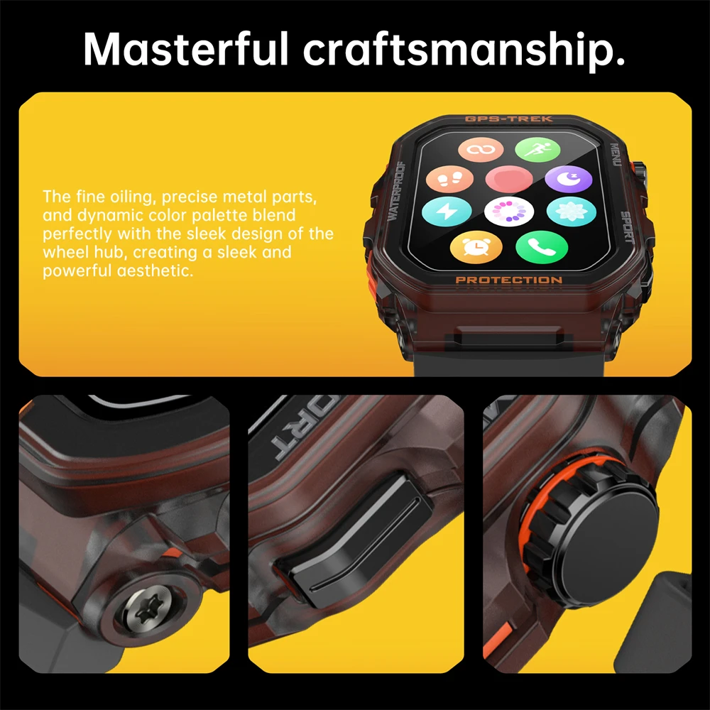 นาฬิกาสมาร์ทวอทช์ GPS ระดับทหารสำหรับผู้ชายรุ่นใหม่ พร้อมผู้ช่วยเสียง Alexa กันน้ำระดับ IP68 รองรับโหมดกีฬามากกว่า 170 โหมด วัดอัตราการเต้นของหัวใจ โทรออกแบบไร้สาย