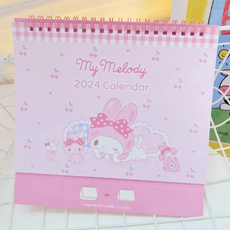 2024 Anime Sanrio Small Calendar Kawaii Hello Kitty Kuromi Hangyodon Pochacco Desk Calendar Schedules Office Dormitory Supplies