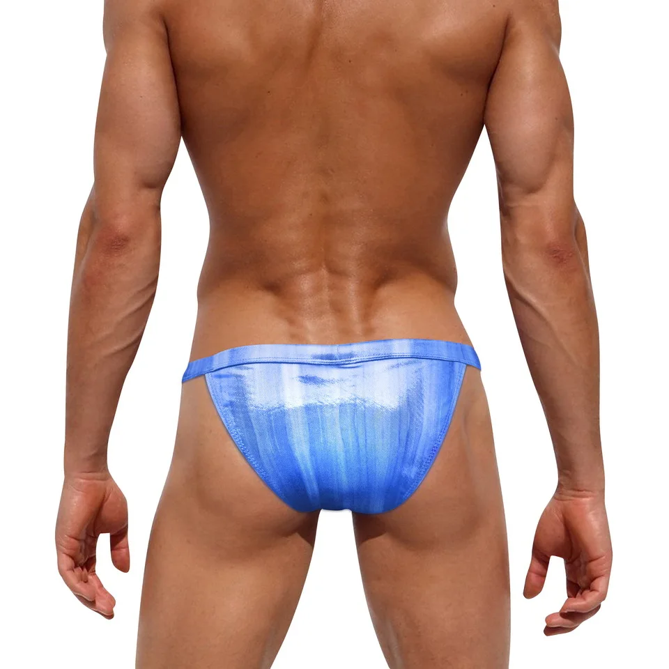 Men's Bodybuilding Personalized Sparkling T-shaped Swimming Trunks Sexy Swimwear Surfing Shorts Swimming Briefs