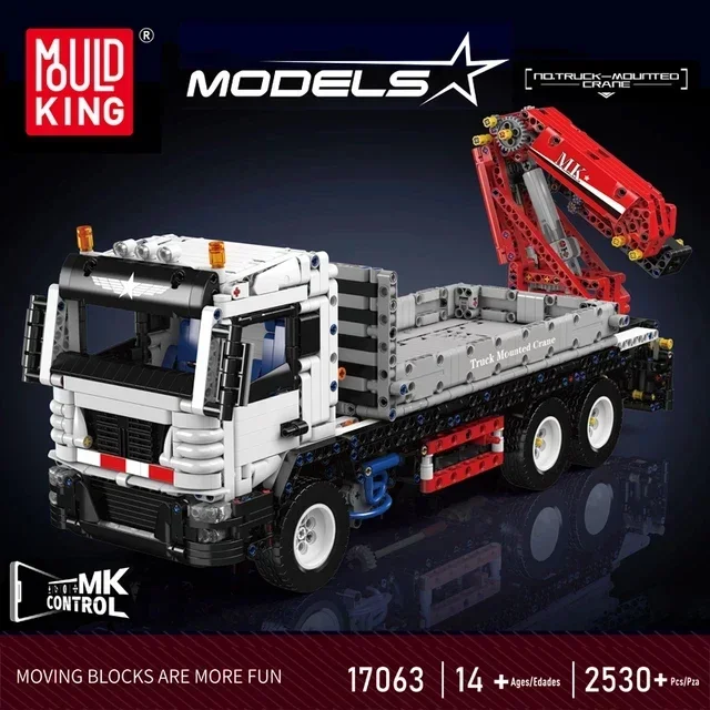 Mould King 17063 Technical Car Building Block Remote Control Truck Mounted-Crane Model Assembly Brick Toys Kids Christmas Gift