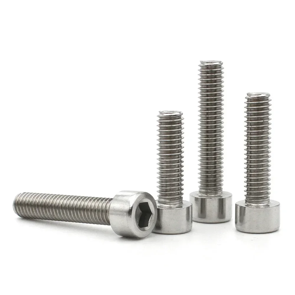 2-20pcs M1.6 M2 M2.5 M3 M4 M5 M6 M8 DIN912 304 Stainless Steel A2-70 Hexagon Hex Socket no knurled Cap Head Allen Screw Bolt