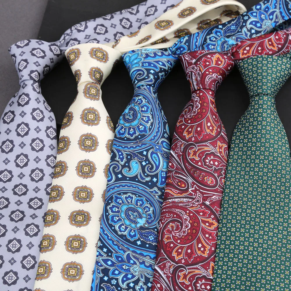 Soft Men's Tie Imitation Silk Colorful 8cm Paisley Flower Dot Patterns Business Party Gentleman Necktie Accessories Gifts