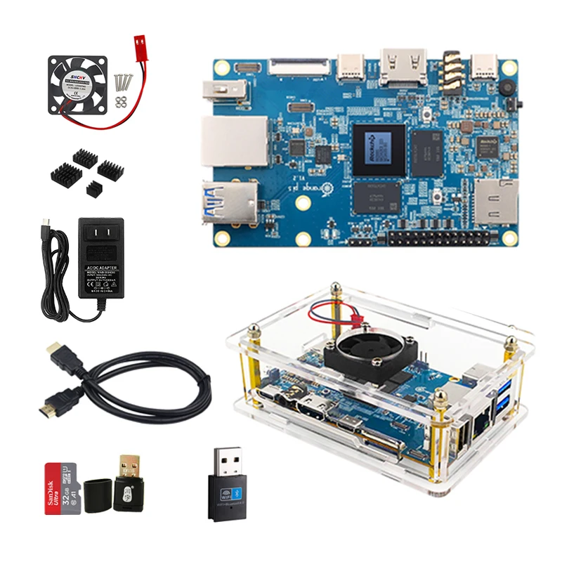 Opi 5 Optional 4GB 8GB 16BG RAM RK3588S Development Board Kit Power Supply and Case Orange Pi 5 with Good Cost Performance