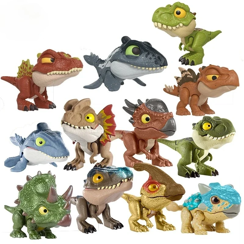 Figuras de Acción Originales de Mattel Jurassic World, Mini Dinosaurios Snap Squad, Modelo de Dedo con Articulaciones Móviles, T-rex, Juguetes para Niños, Regalo, Colgante
