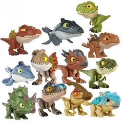 Original Mattel Jurassic World Mini Dinosaurs Snap Squad Finger Model Joints Move T-rex Toys for Boys Action Figure Gift Pendant