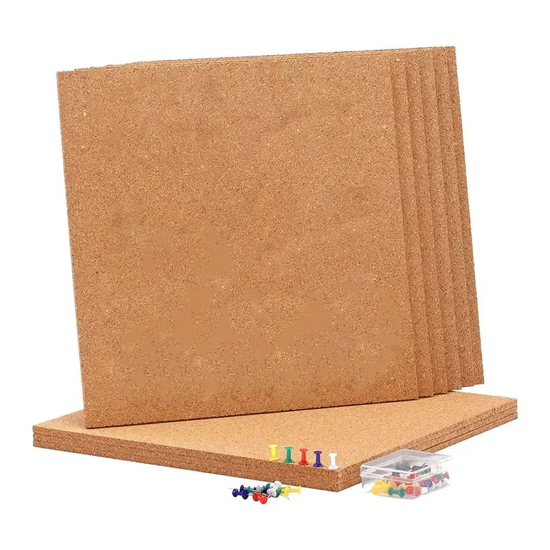 AA83 Adhesive Cork Board for Wall 12inX12in -1/4in Thick Square Bulletin Boards 9 Pack Cork Board Tiles with 50 PCS Push Pins