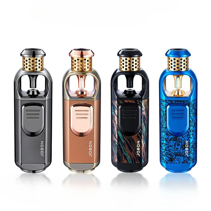 الصين 187 مسدس رش جديد ولاعة السجائر لهب أزرق راش مباشر محمول مقاوم للرياح ولاعة سيجار معدنية قابلة للنفخ