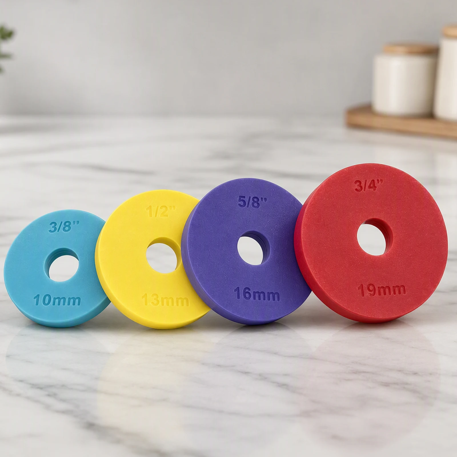 Rolling Pin Spacer Rings 4PCS Adjustable Dough Rings Baking Thickness Guide Color Coded 1/2 5/8 3/4 1 Inch Baking Tool Set