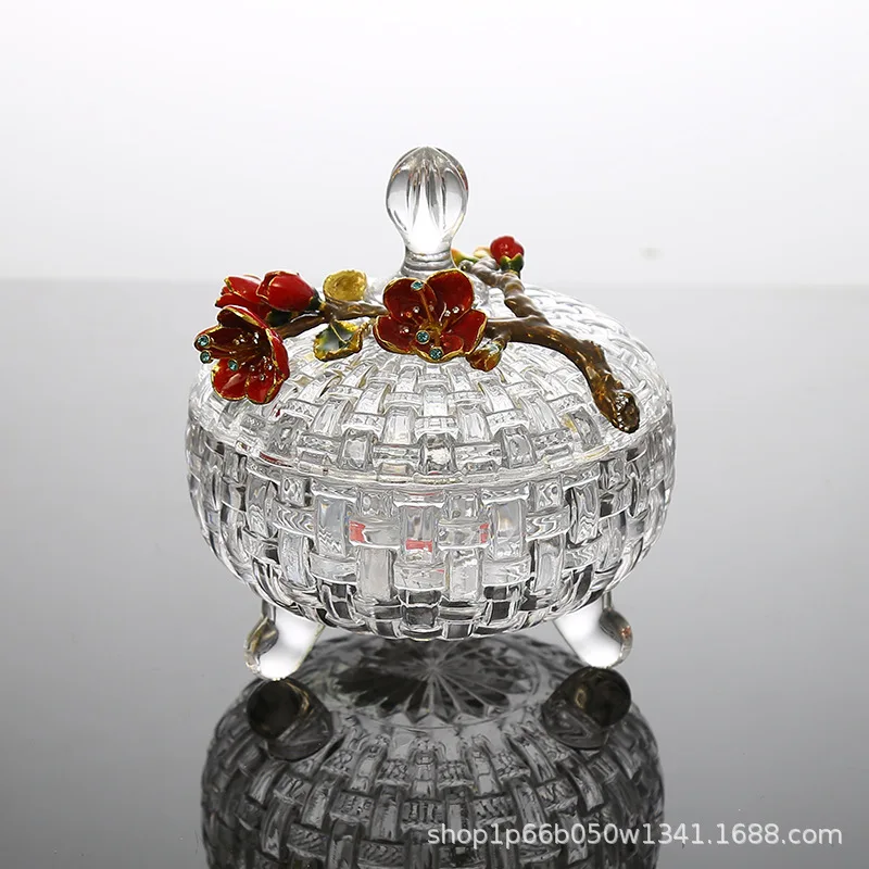 DSA Begonia Fruit Jar Glass Vase Sealed Flower Enamel Craft Home Accessories Handmade New Chinese Antique