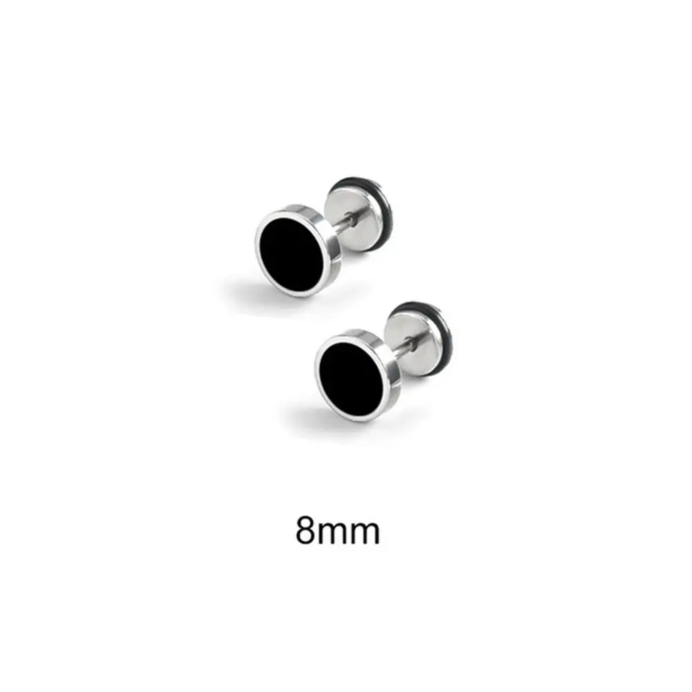 

Korean Style Round Black Stud Earrings Solid Color Oil Drip Hip Hop Earring Hip Hop Stainless Steel Fashion Stud Earring Gift