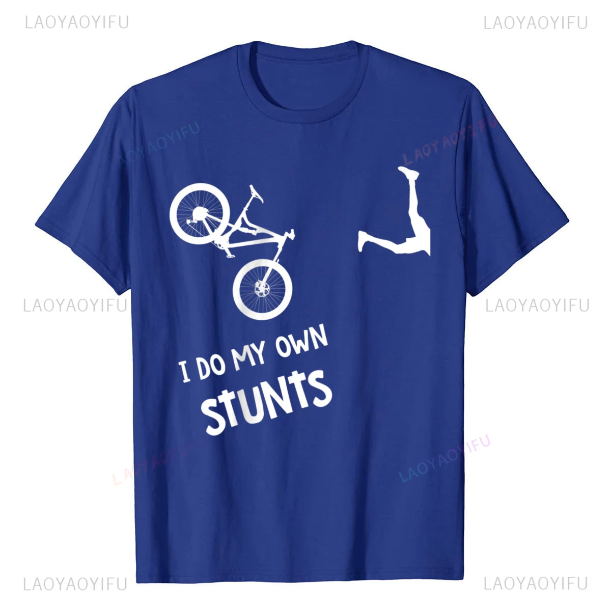 I Do My Own Stunts Mountain Bike T Shirt Funny MTB T-Shirt Cotton Man T Shirt Wholesale Simple Style Summer T Shirts Custom tee