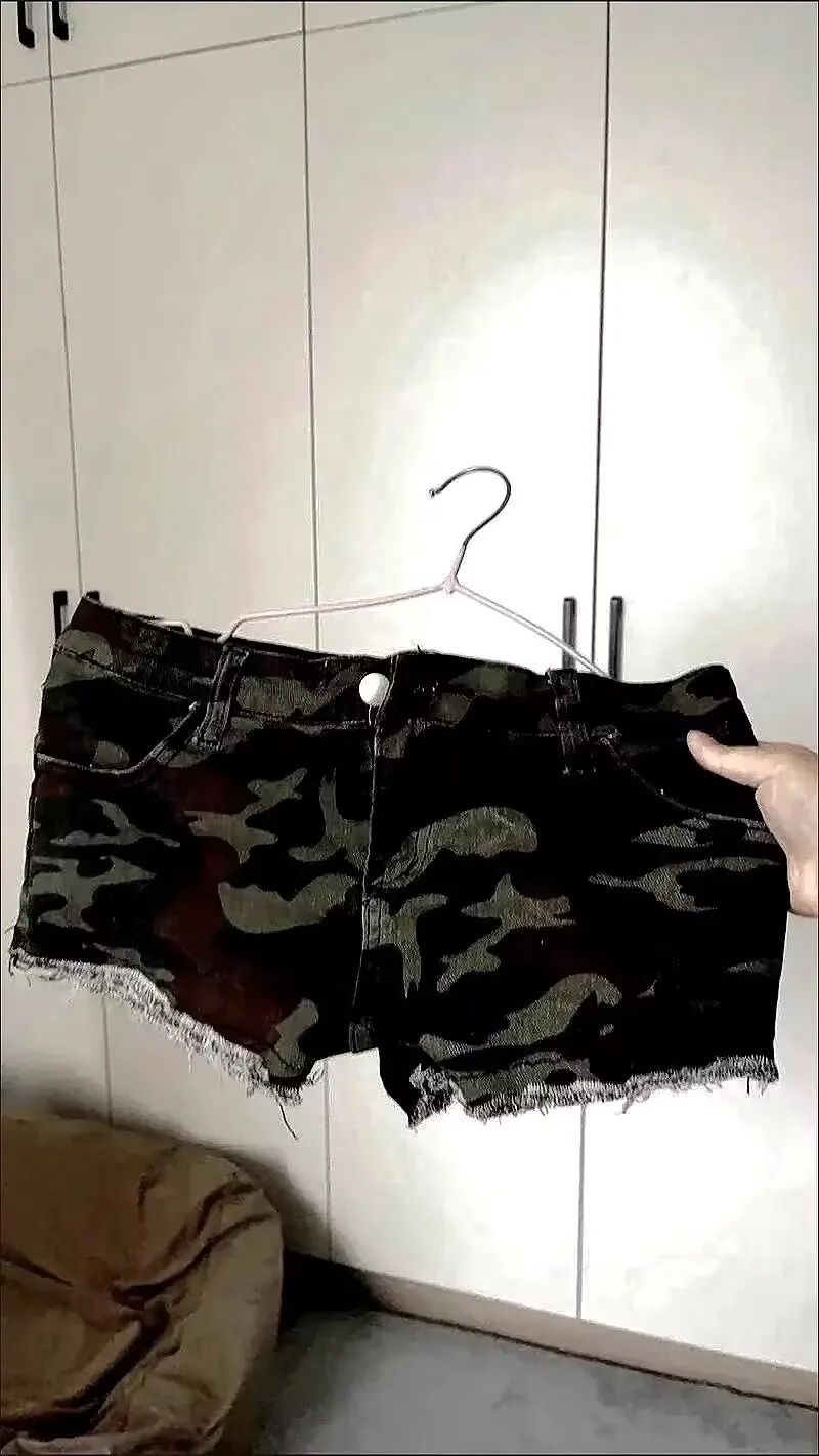 Vintage Sexy Camouflage Denim Shorts Summer New Straight Jeans for Women Y2k Grunge Low-waisted Bodycon Ropa Mujer Shorts