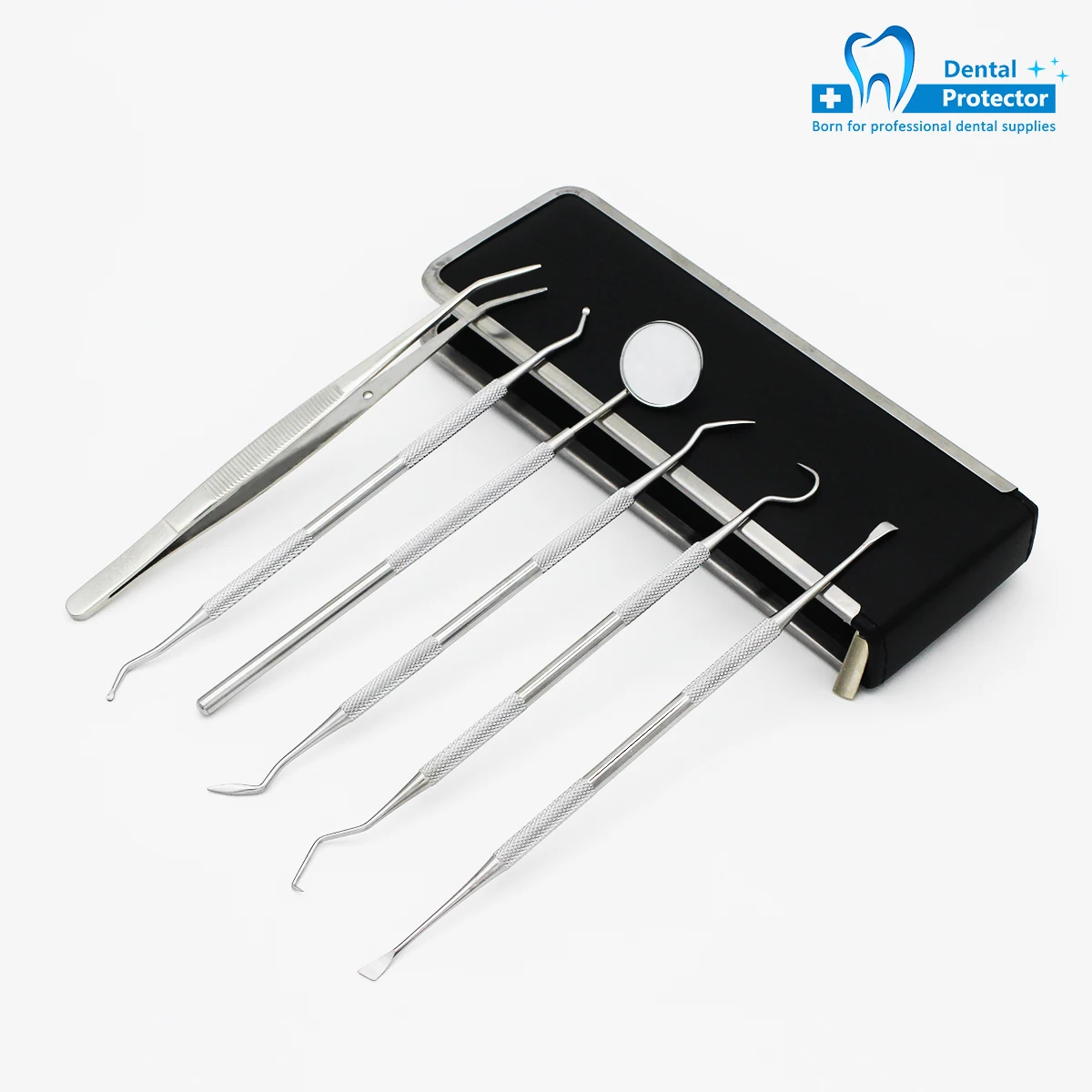 6Pcs /Pack Stainless Steel Dental Tool Oral Care Set for Dental Removal Endoscope Dental Scaling Removal Leather Case Packaging