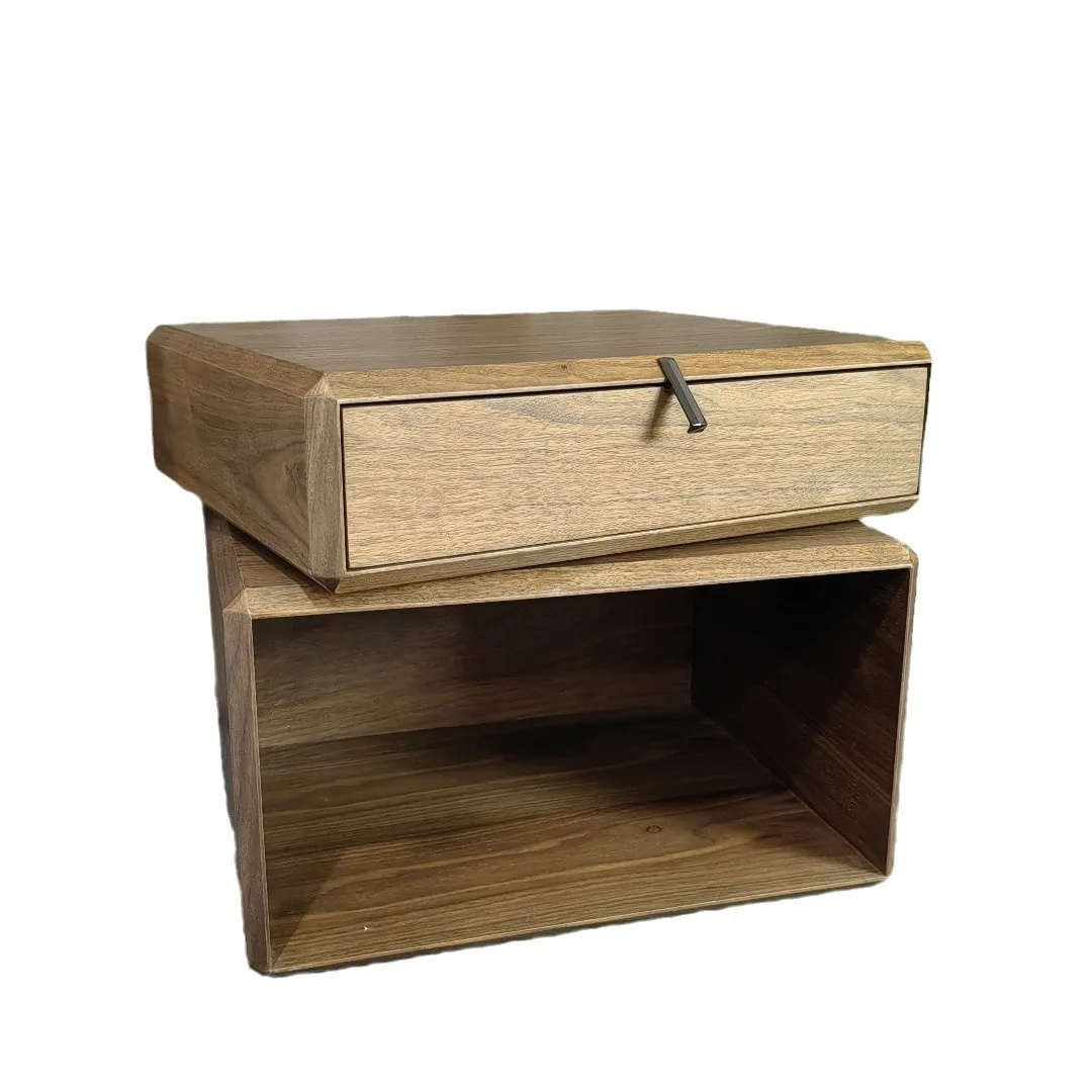 

Rotating bedside table simple modern bedroom bedside table light luxury Italian minimalist black cabinet