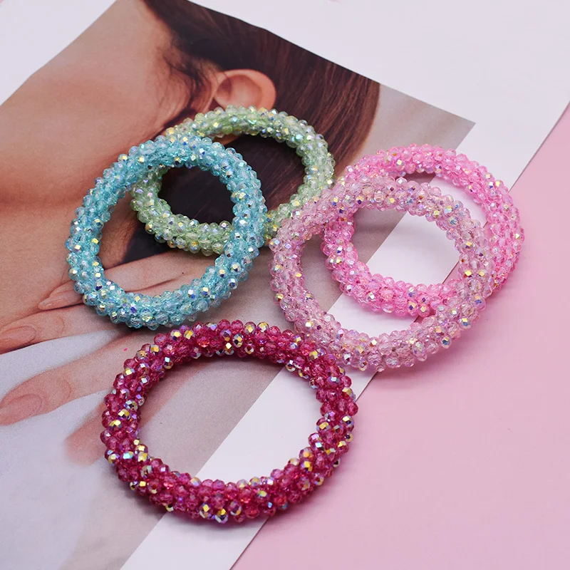 التدرج اللون العصرية حبة سوار مطاطا اليدوية ستراند أساور للنساء هدية جديدة الشعر التبعي الزجاج الخرز سوار