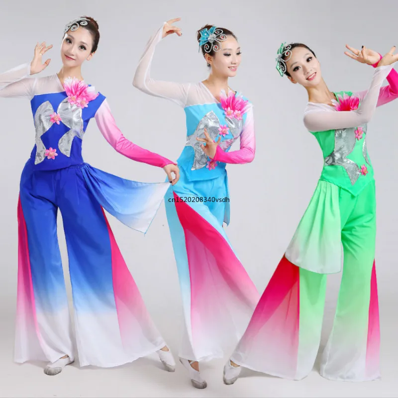 Chinese folk dance costumes Yangge clothing classical dance performance square dance drum fan modern stage performance clothing