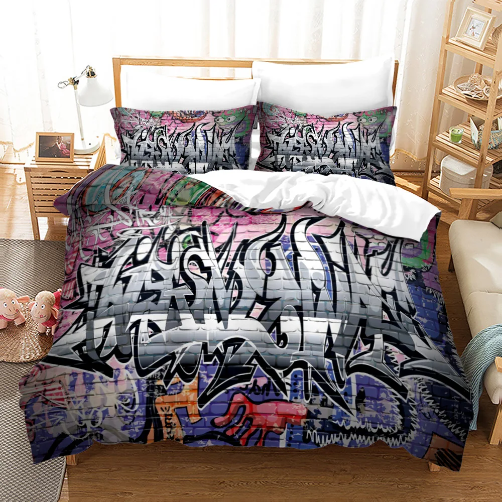 

High-quality Hip-hop Bedding Set Deep Color Cozy Breathable Duvet Cover Set King Queen Twin Single Size with Pillowcase 3pcs