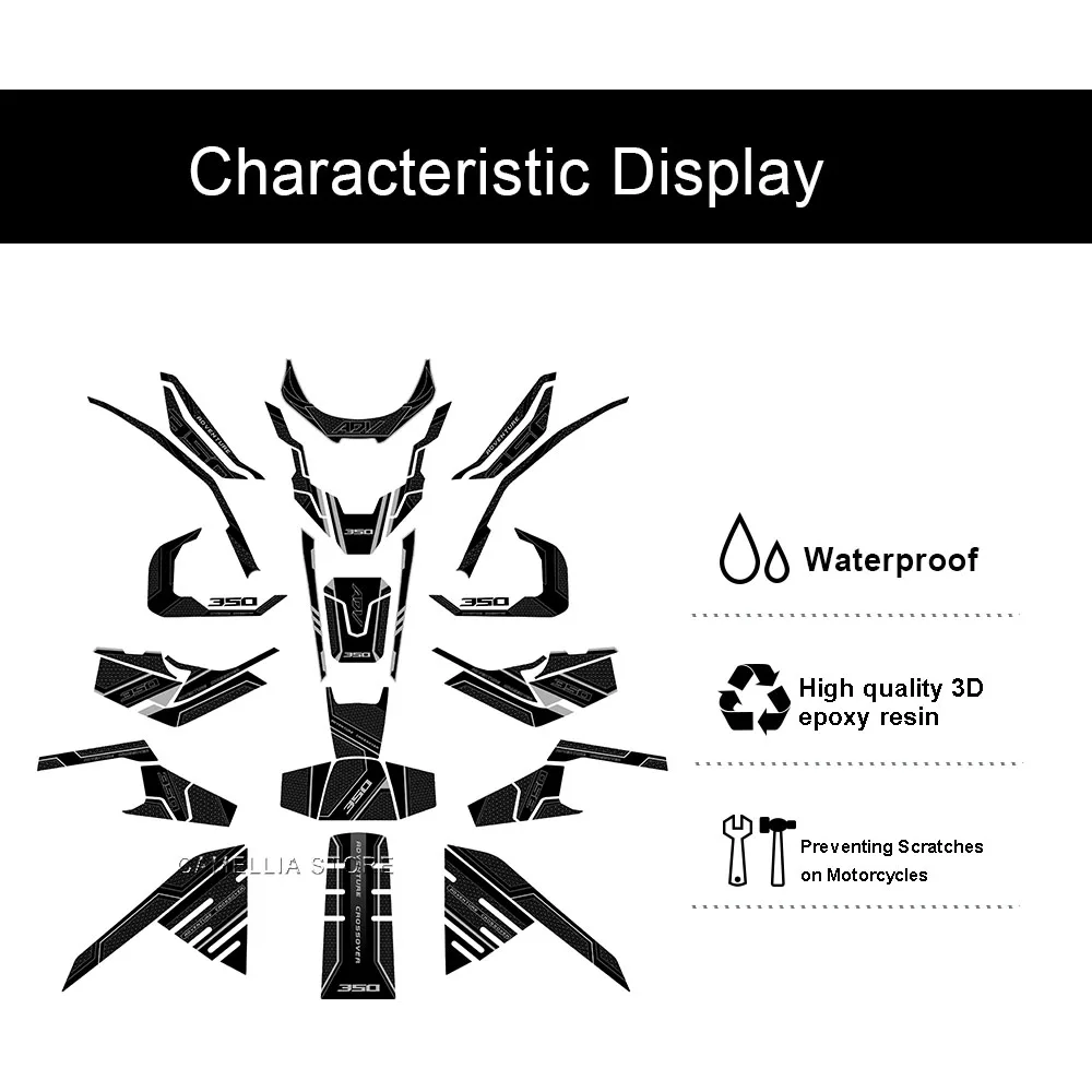 Adesivo de resina epóxi 3d para motocicleta, adesivo à prova d'água para proteção de piso de tanque de combustível para adv350