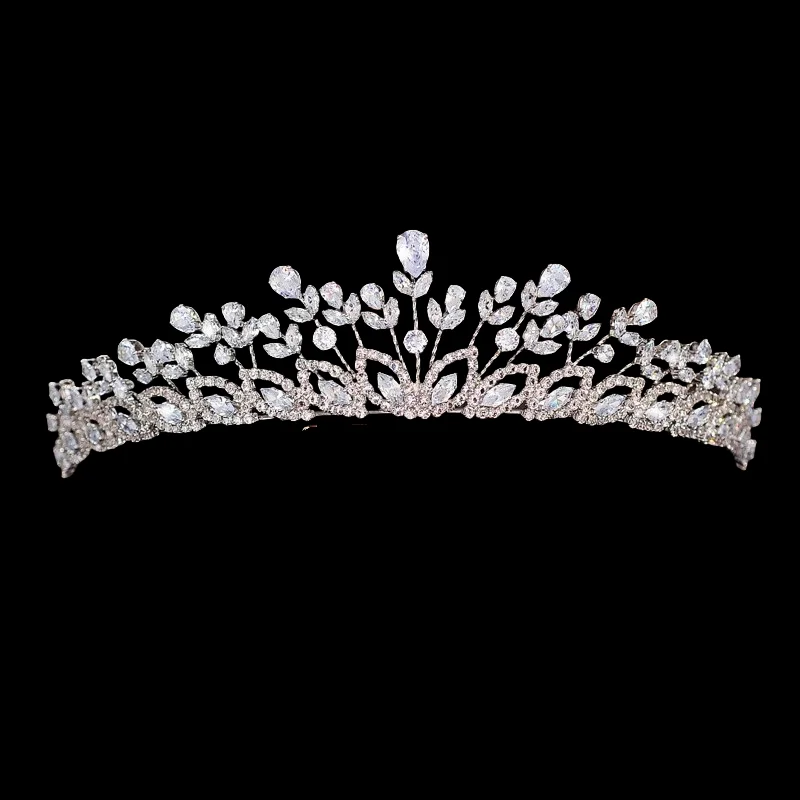 

Princess Bridal Tiaras Crowns For Wedding Headdress Zirconia CZ Sliver Gold Crowns For Women Girl 15 Years Party Prom Headpiece