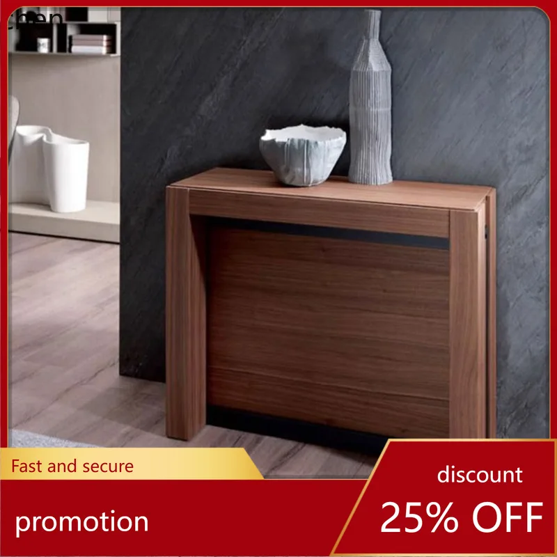 

ZML Solid Wood Dining Table Telescopic Foldable Rectangular Minimalist Small Apartment Table and Chair Set