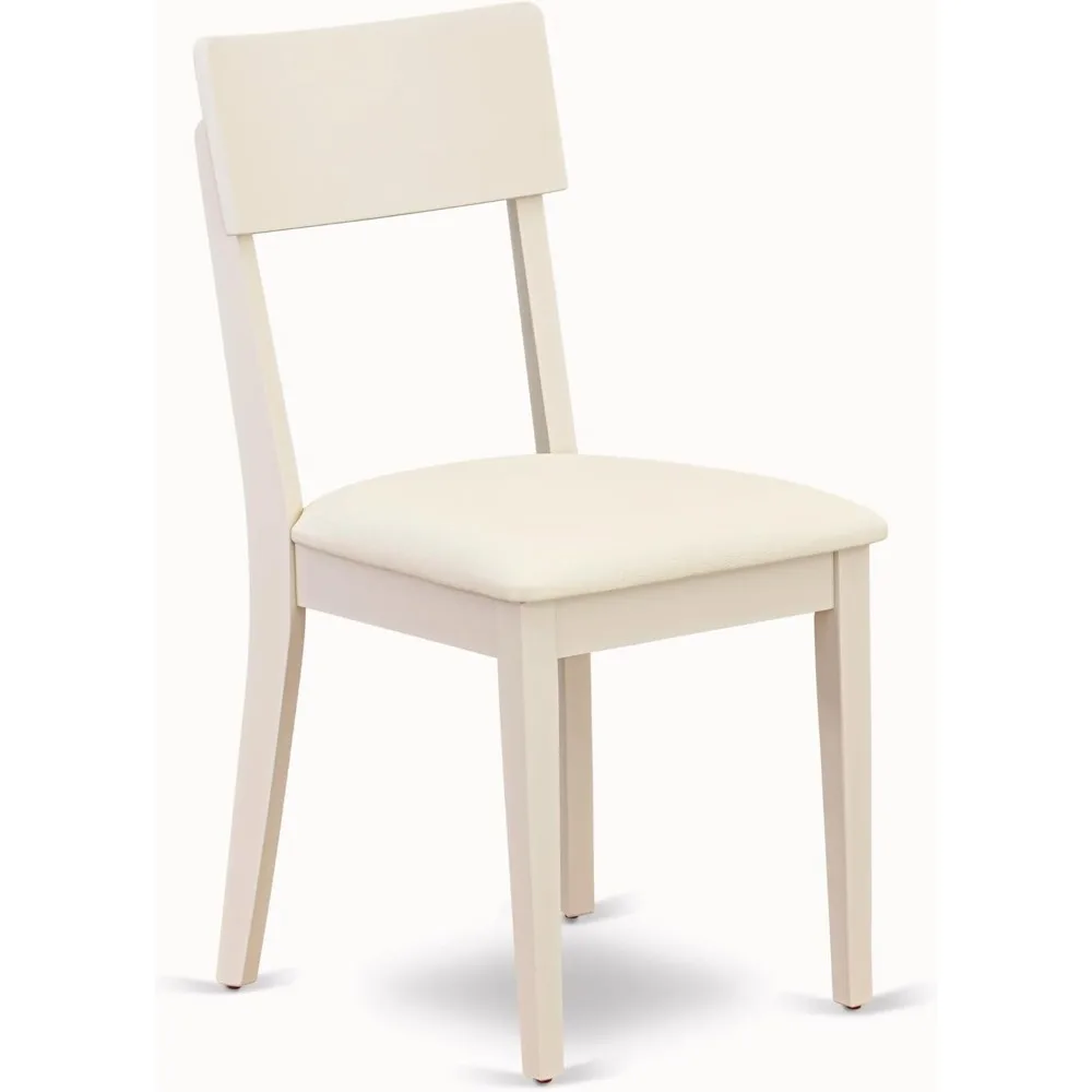 كراسي تناول الطعام أندي من East West Furniture - طقم منجد من الجلد الصناعي باللون الأبيض الكتاني مكون من قطعتين #5