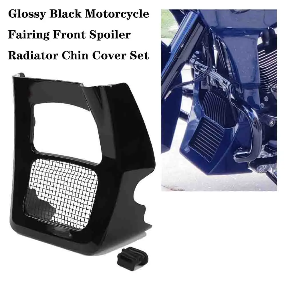 

Подходит для Harley Road Street Glide 2017-2022, глянцевый черный новый обтекатель мотоцикла, передний спойлер, набор чехлов на подбородке радиатора, 2022