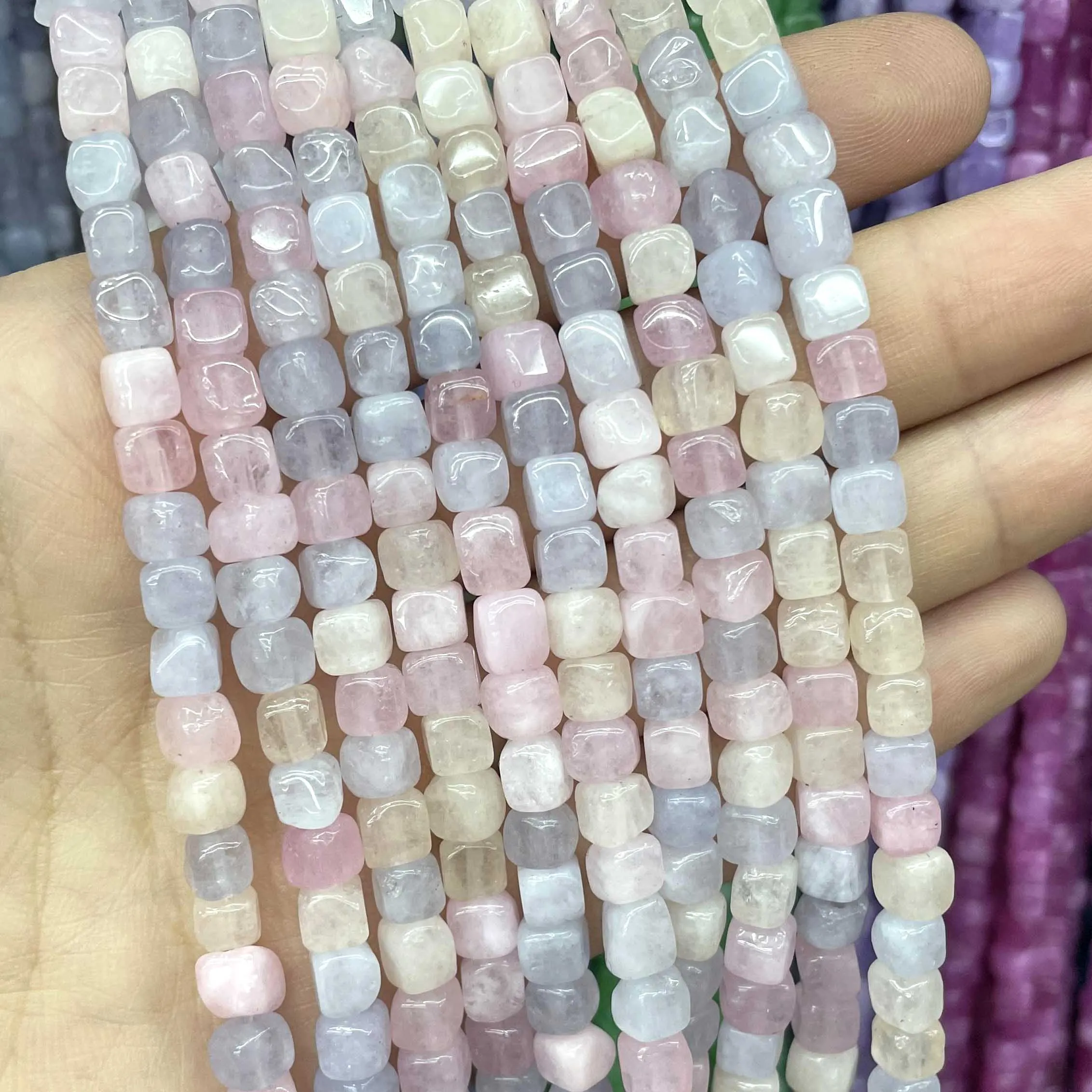 6 8MM Natural Stone Crystal Apatite Tourmaline Aquamarines Morganite Spacer Beads For Jewelry Making DIY Bracelet Necklace