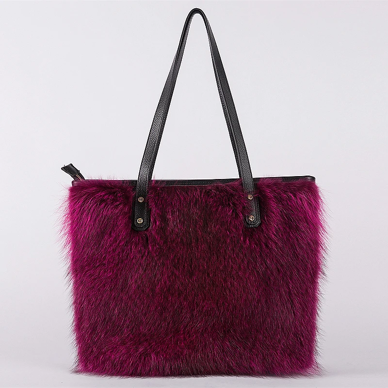 

Winter Fox Fur Bag For Women Large Capacity Tote Bag Luxury Fur Handbag Ladies Bags Purses Natural Fur Handbags Shoulder Bag