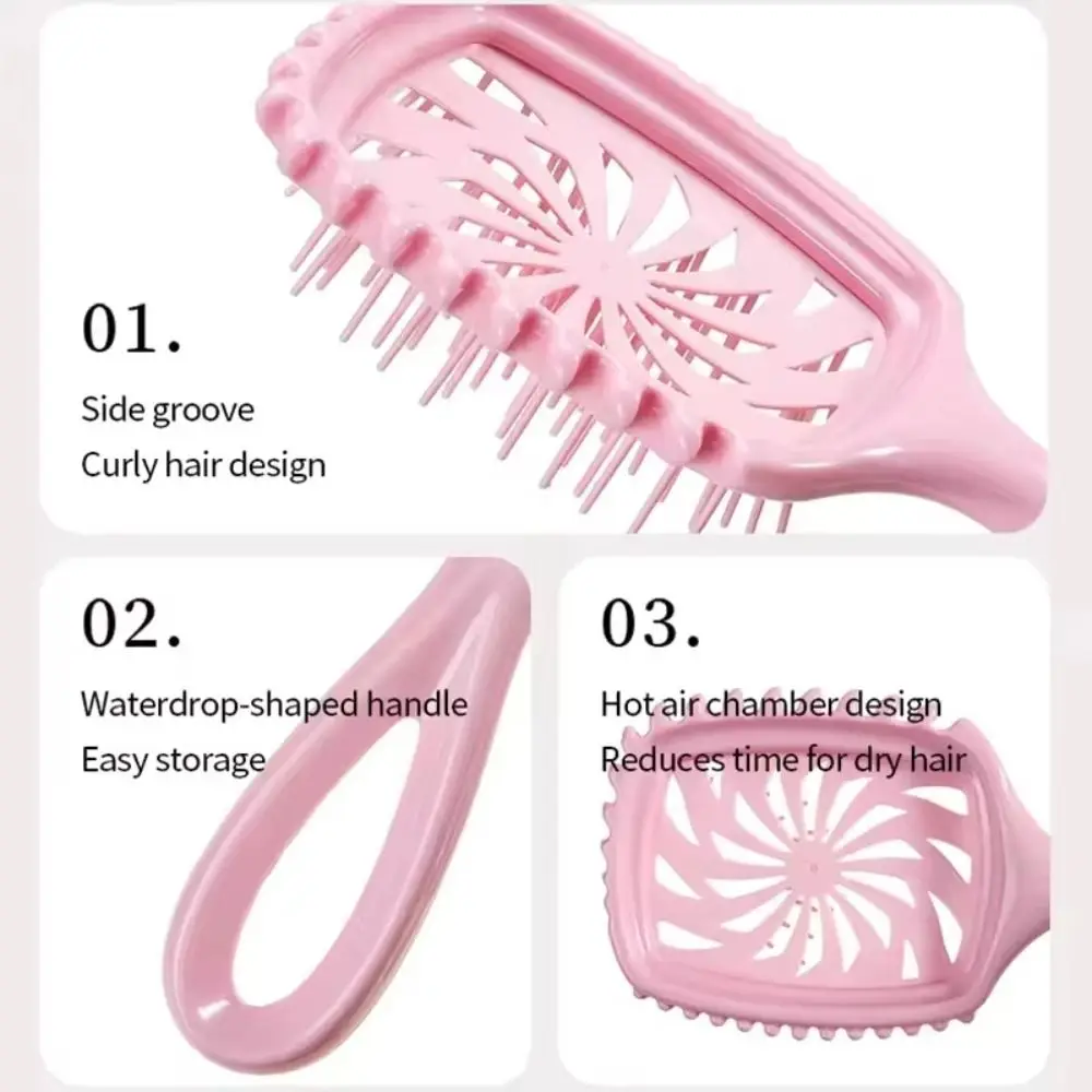 

Portable Mini Fluffy Hair Comb with Lanyard Hollow Styling Comb Multifunctional Anti-static Hair Brush Hair Styling Tools