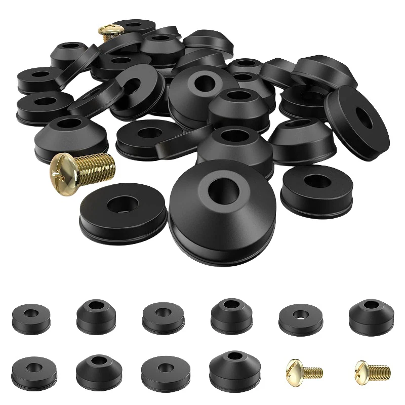 48PCS Plumbing Faucet Seal Washer O-ring Rubber Faucet Washer Assortment With Screws Flat Beveled For Repairing Faucet Leak