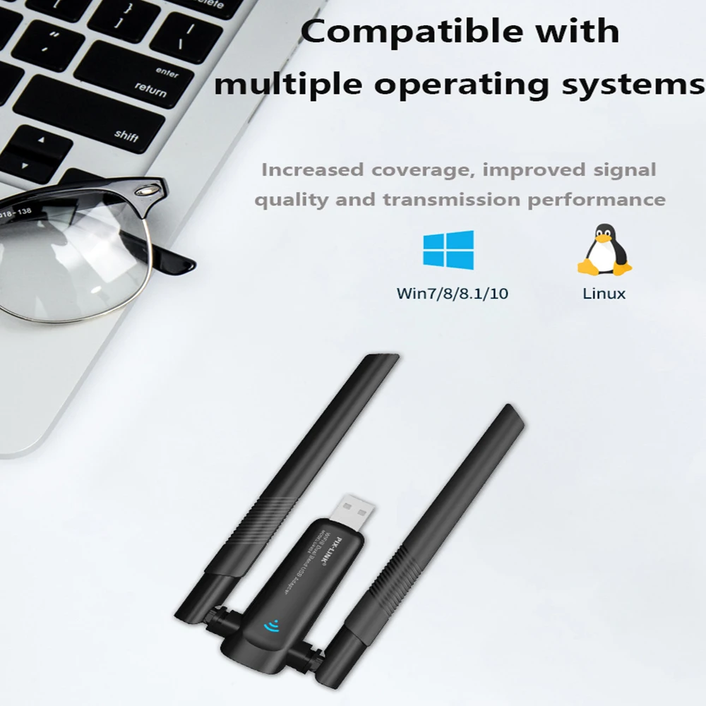 AX1800M Dual Band 2.4G 5GHz WiFi 6 adaptor untuk PC Laptop pengontrol Tablet 1800Mbps USB WIFI 6 adaptor kartu jaringan nirkabel