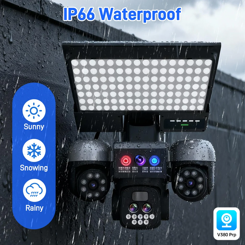 8MP Auto Tracking PTZ Solar Camera and Lighting, Human Detection PIR IP Camera with Siren,  Solar Powered CCTV Security camera