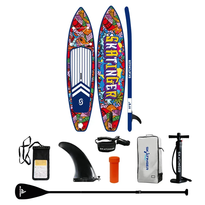 11ft 6 Long Surfboard  Racing Inflatable Stand up Paddle Board with Repair Accessories