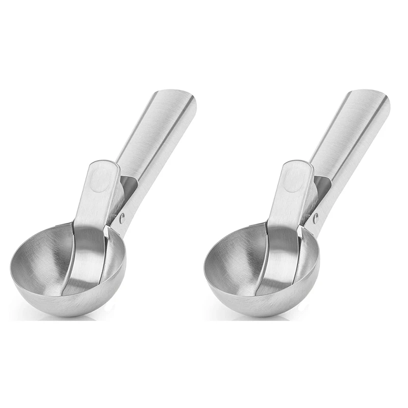 2X Stainless Steel Ice Cream Scoop, Easy To Trigger Release, Ice Cream Scoop With Comfortable Antifreeze Handle