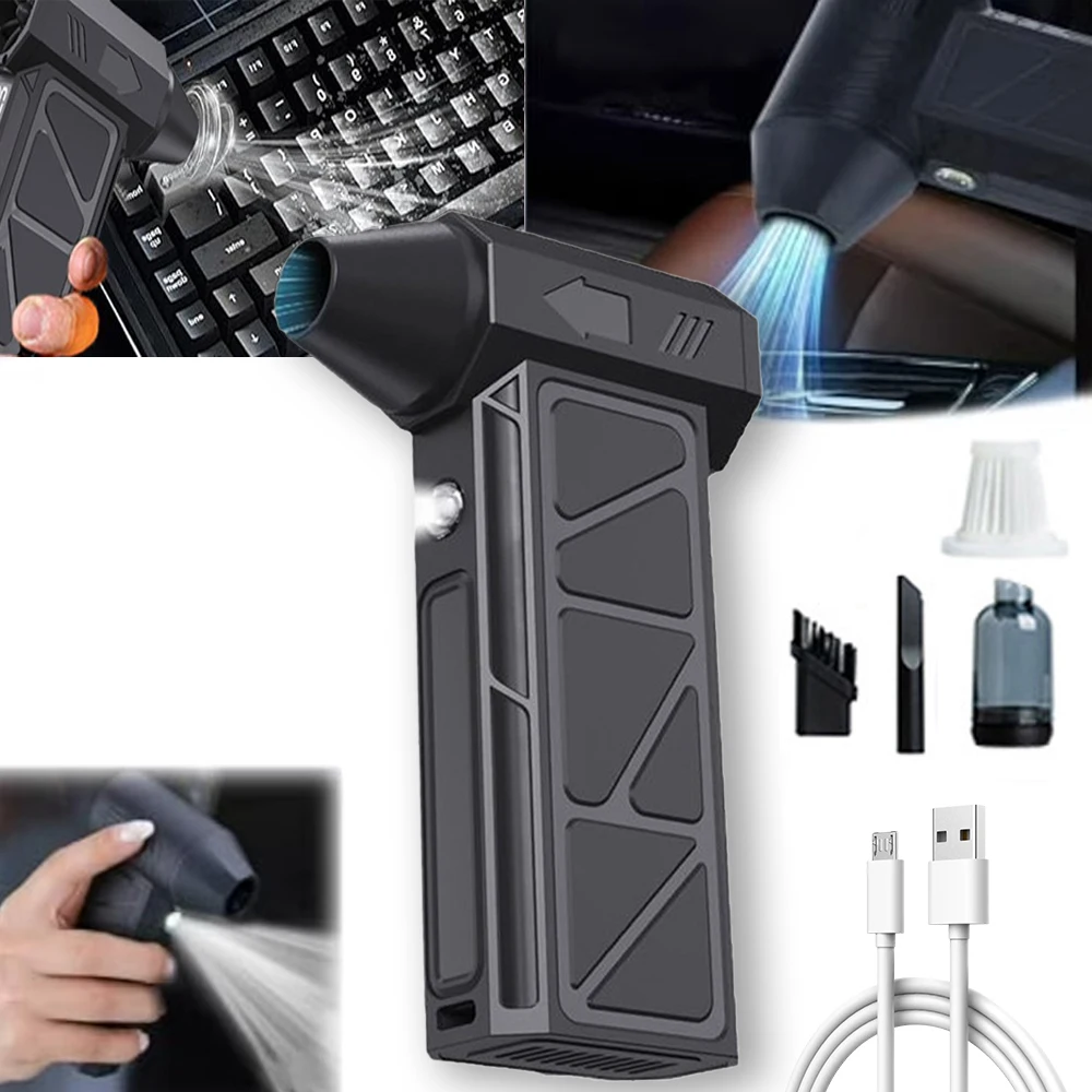 Soprador Mini Turbo Jet Portátil USB Recarregável de Alto Desempenho para Limpeza de Equipamentos de Churrasco e Poeira