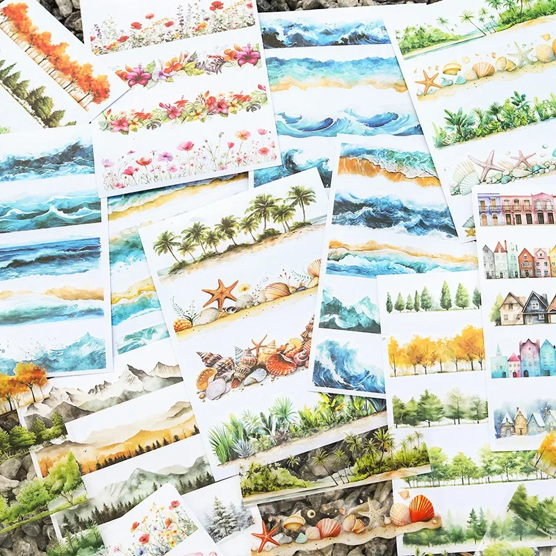 Mr. Paper, 20 Sheets/book, Mountain Forest Flowers Conch Stickers, Scrapbook Notebook Phone Case Diary Decorative Stickers