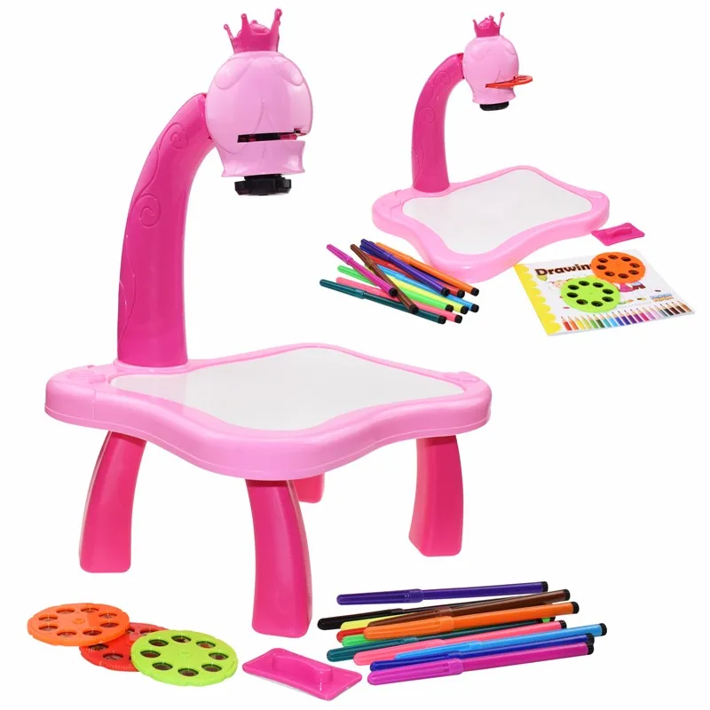 Children Led Projector Art Drawing Table Toys Kids Painting Board Desk Arts Crafts Educational Learning Paint Tools Toy for Girl 3