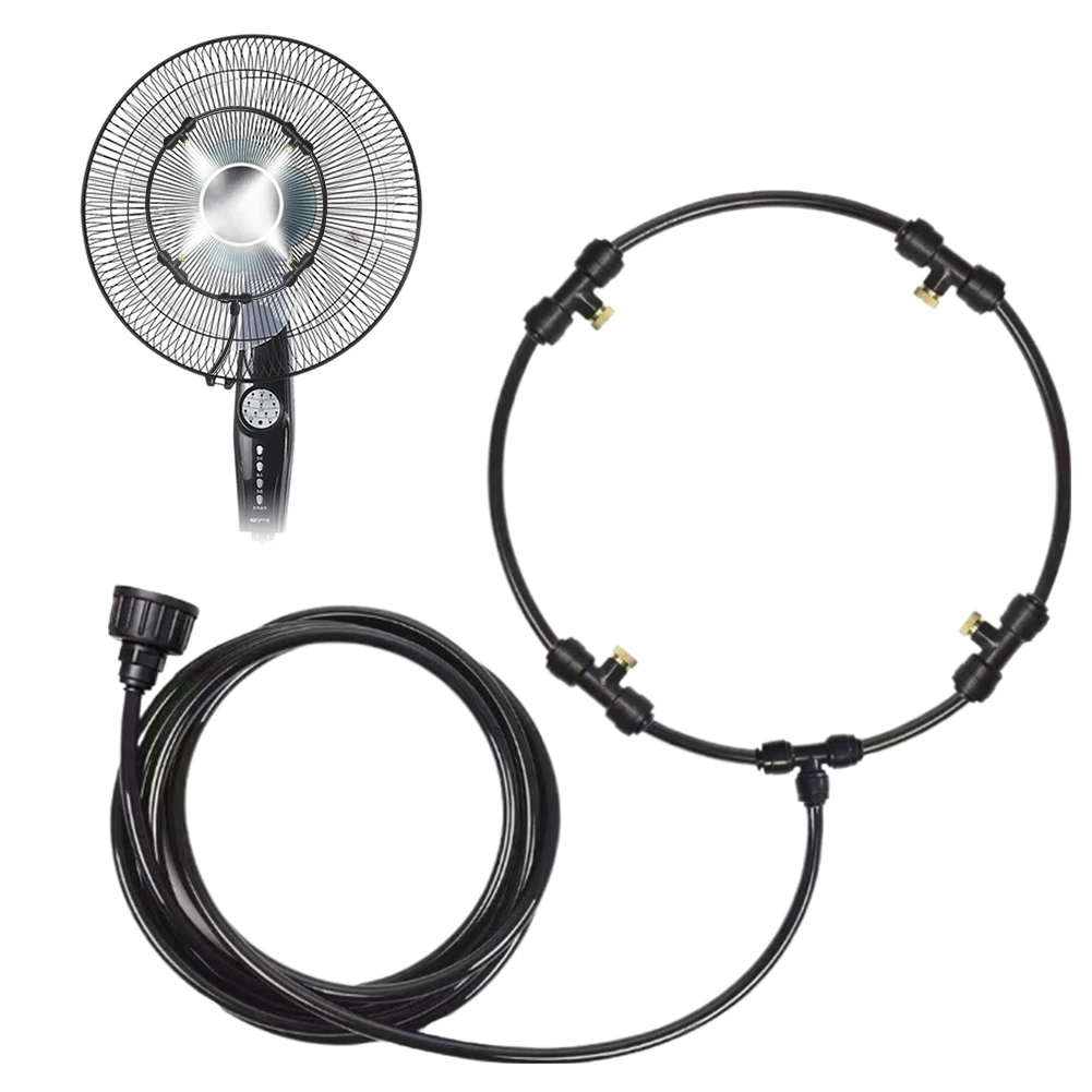 16 Inch Outdoor Fan Cooling Misting System Portable Spray Sprinkler Mist Kit Mist Fan Nozzles Kit for Patio Garden