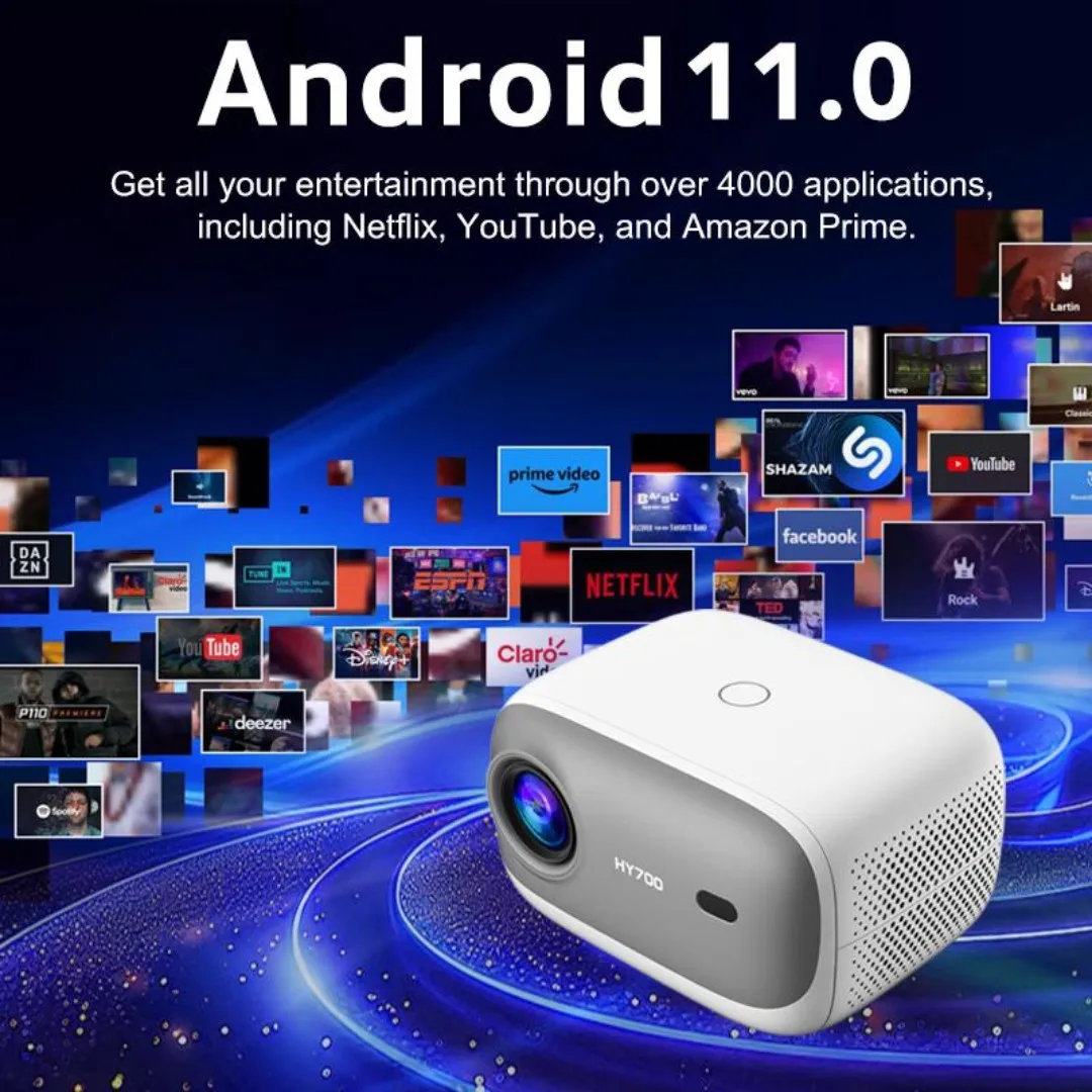 HY700 Top-Selling Horizontal Correction Smart Projector 4K with Built-In HD and Speaker for Room Decor and Office Projection