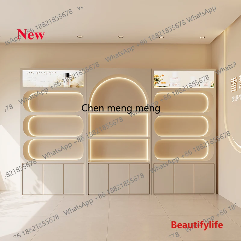 

a55 French Beauty Salon Makeup Display Cabinet Skin Care Product Rack Makeup Cabinet Storage Rack High-end Salon Furniture