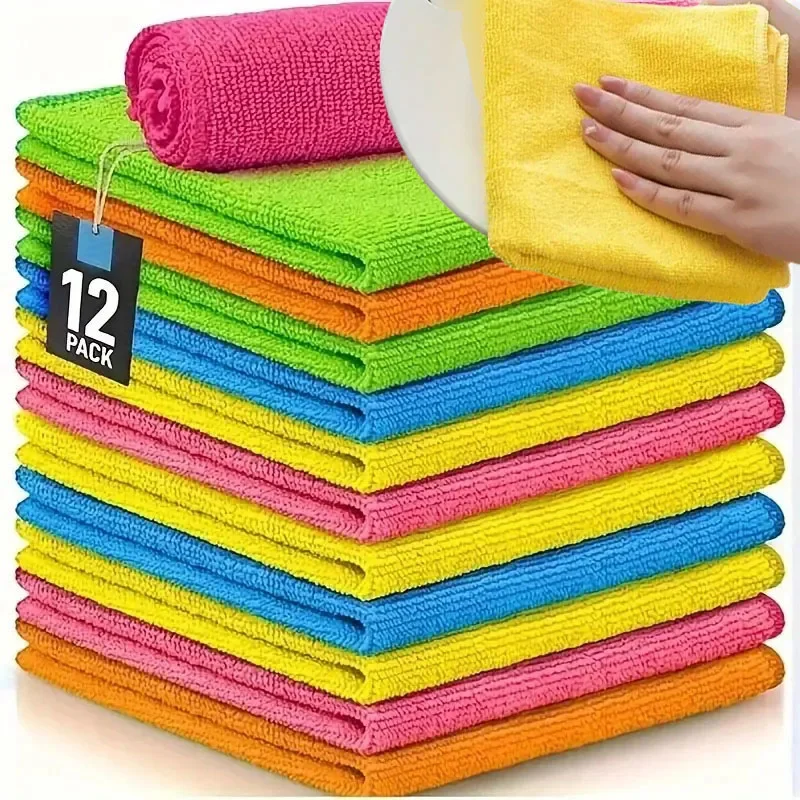 1/12pcs Microfiber Towels Car Wash Drying Cloth Towel Household Cleaning Cloths Auto Detailing Polishing Cloth Home Clean Tools