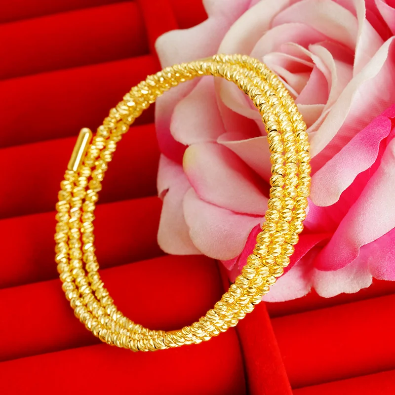 

High quality AU999 Sparkling Bounce Di Zhu Women's Gold Bracelet, Advanced Design Fashionable Good Luck 24k Beaded Bracelet