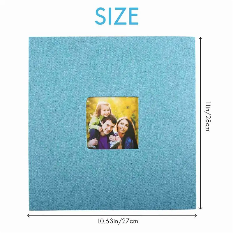 B17C Photo Album Self Adhesive Scrapbook for Wedding/Family/Lovers Linen Cover DIY Gift for Valentines Day Mothers Blue