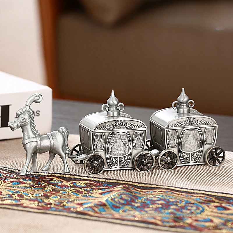 Tooth Metal Box European-style Creative Baby Storage Box Horse-drawn Cart Tooth Box, Deciduous Tooth Box Gift baby tooth box