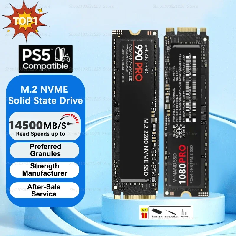 

New 1080PRO 990PRO M2 NVMe SSD 1TB 2TB 4TB PCIe 5.0*4 Solid State Disk 2280 HDD M.2 Hard Drive For PC Desktops Laptop PS4/PS5