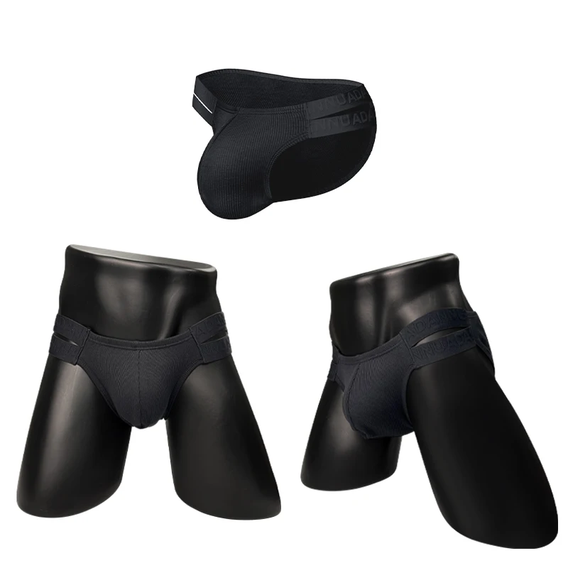

2pcs color mixing pure cotton Double belt briefs low waist cotton breathable and convex bag briefs men