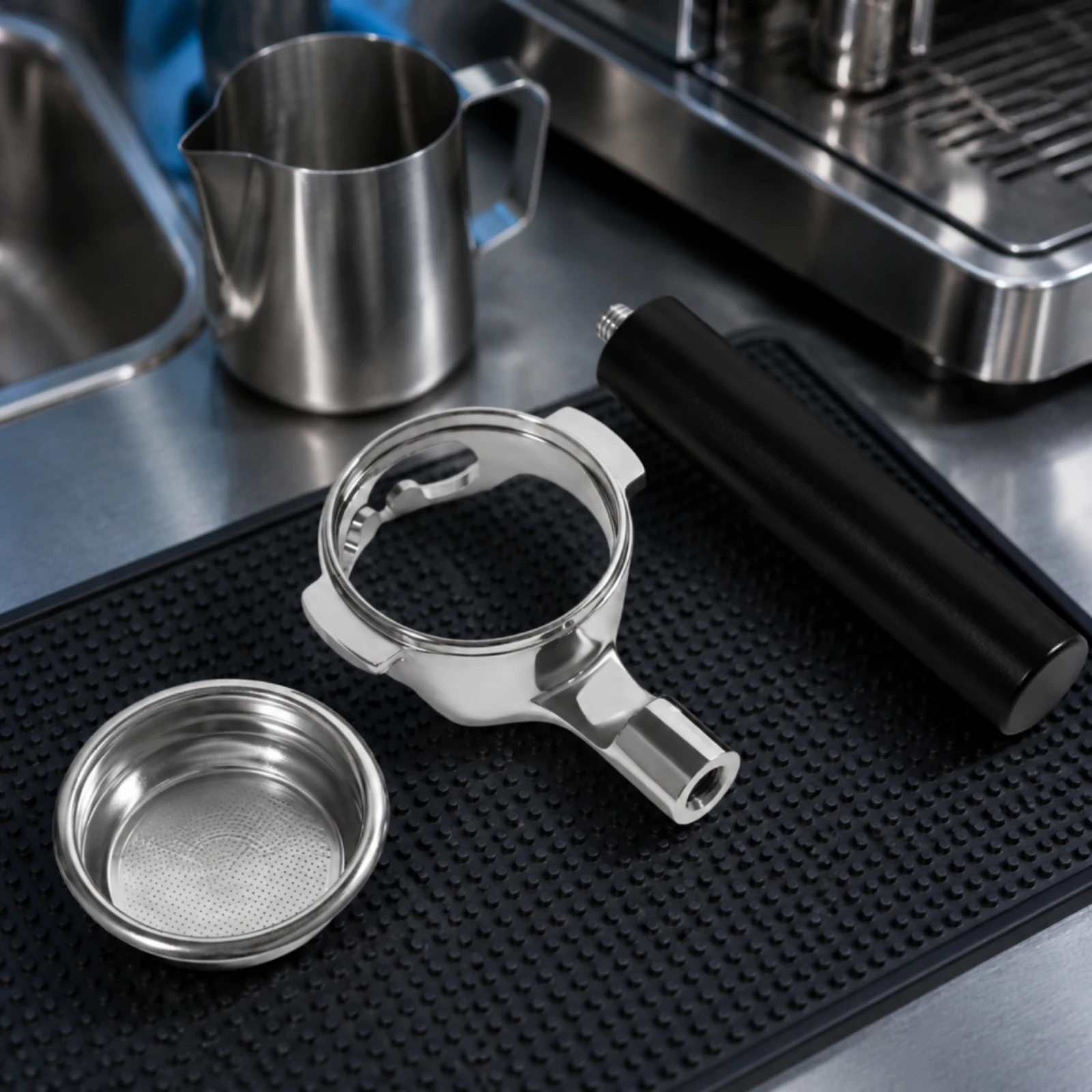 58mm Uncovered Portafilter Even Extraction Bottomless Portafilter Double Ear Coffee Handle Comfortable Grip for Home Kitchen