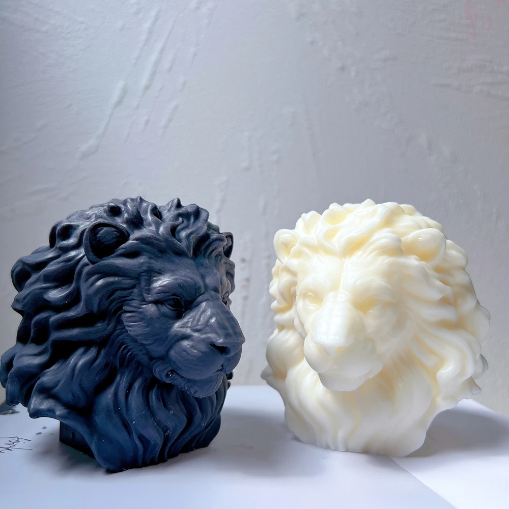 Lion Head Candle Silicone Mold Unique Animal Statue Soy Wax Candle Molds Animal Lovers Home Decor Gift