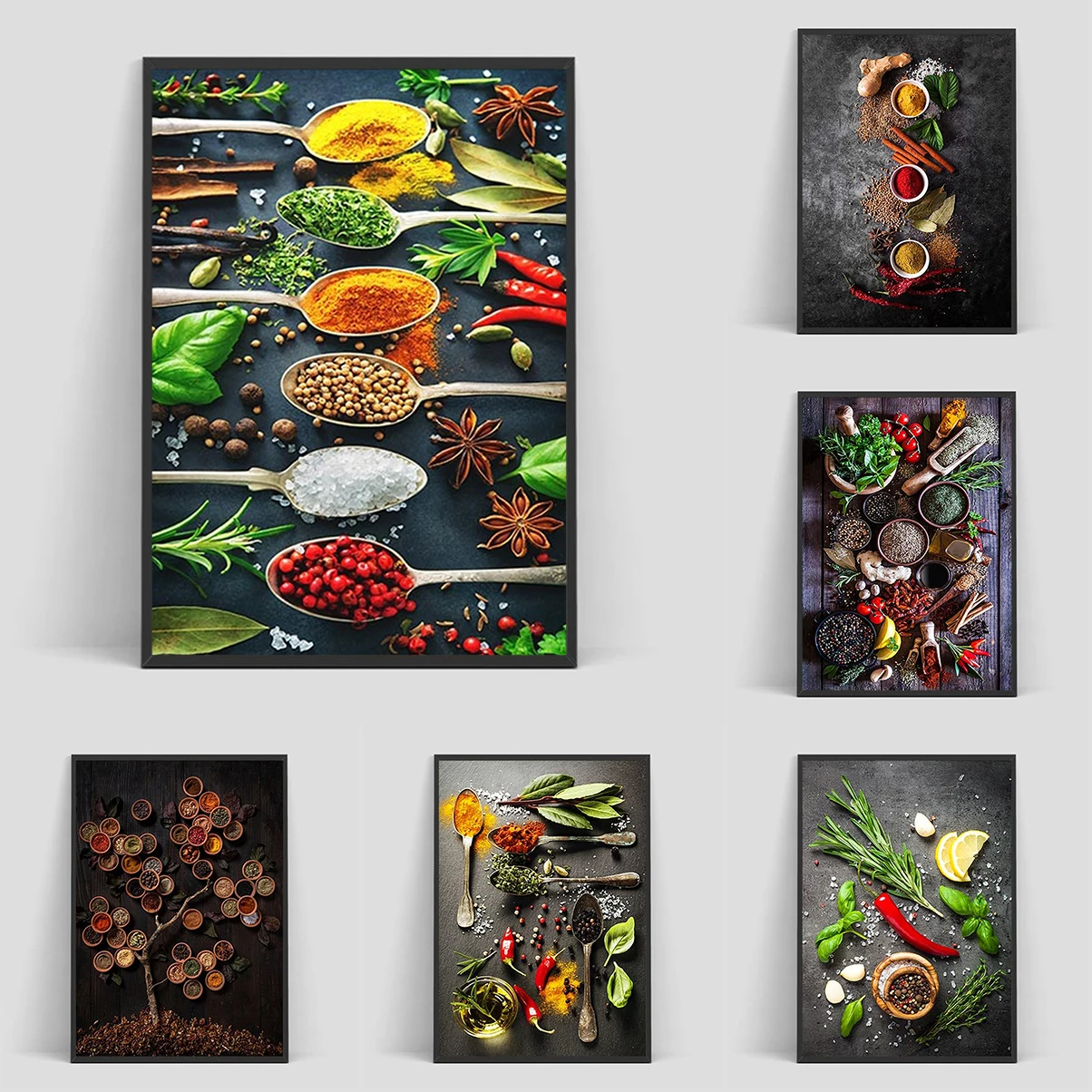 

Kitchen Wall Art Herbs Spices Cooking Canvas Painting Nordic Home Decor Restaurant Posters And Prints Dining Room Mural